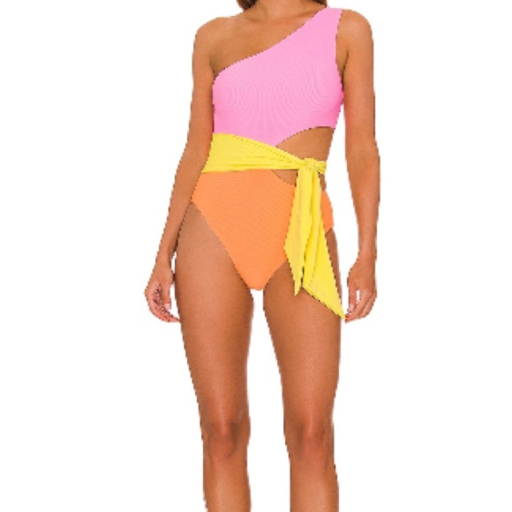 Beach Riot Pink and Orange Full Piece Swimwear sz small